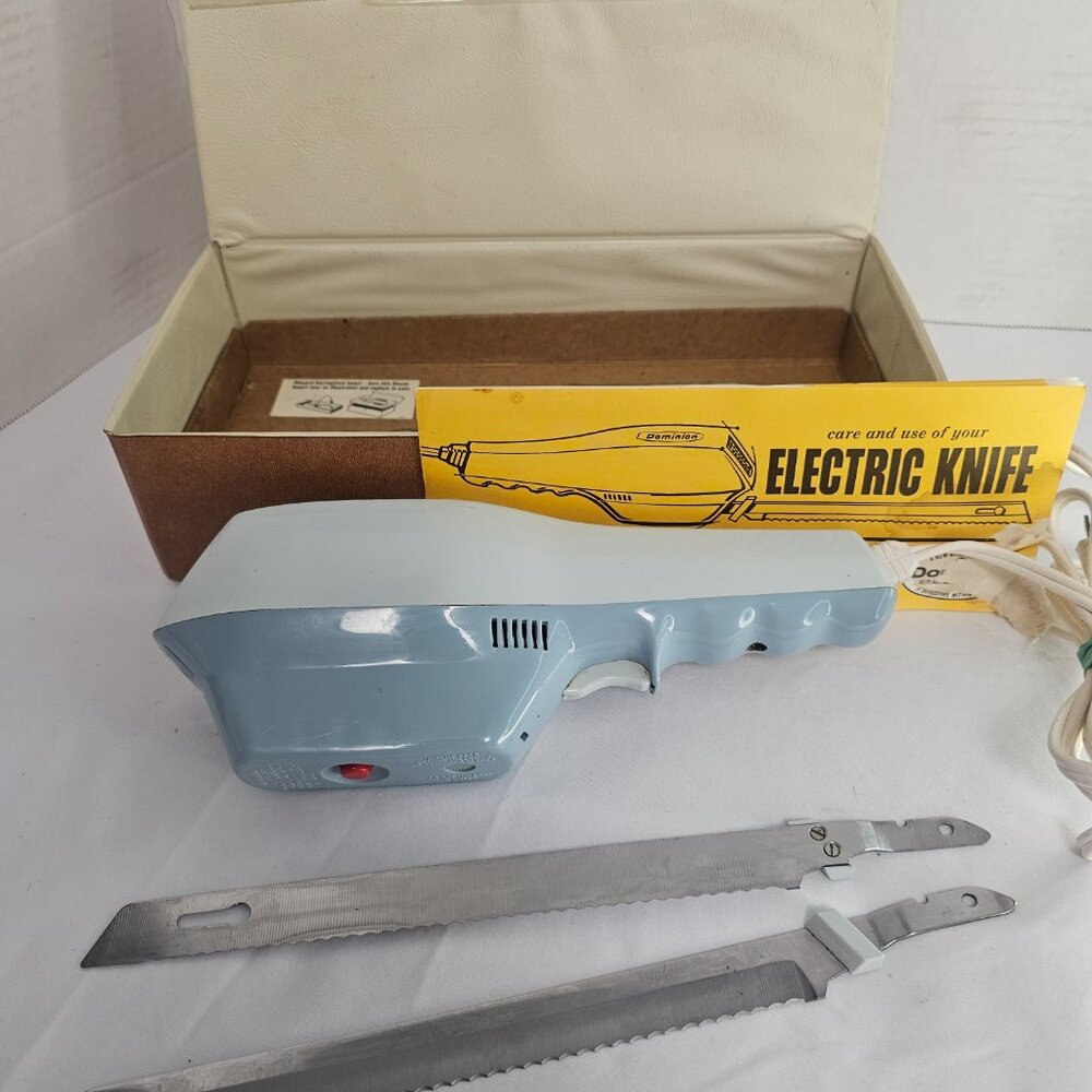 Dominion Vintage Electric Knife Set carving 2805 w 8.5" Blade With Plastic Case